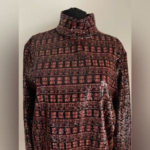 Zara Mock Neck Sequin Top